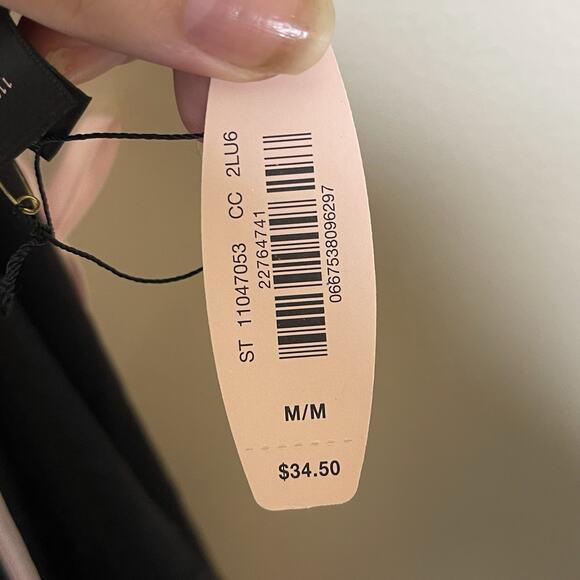 VICTORIA'S SECRET Black Shiny Satin Pink Trim Racer Back Tank Slip‎ Top Sz M NEW - Picture 7 of 9